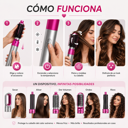 Cepillo 5 en 1 Todo lo que tu cabello necesita