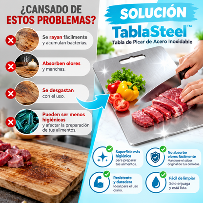 TablaSteel™ de Acero Inoxidable Más higiene en cada preparación.🥗✨